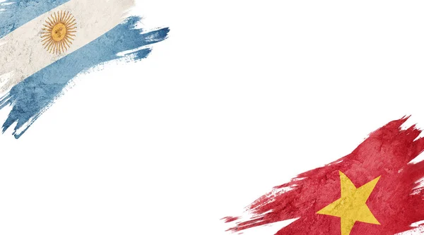 Flags of Argentina and Vietnam on White Background — ストック写真
